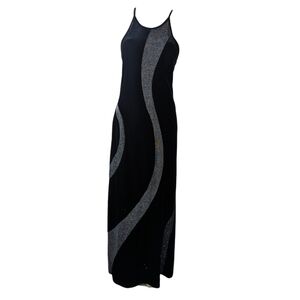 Vintage 90s Y2K Metallic Swirl Velvet Gown Formal Special Occasion